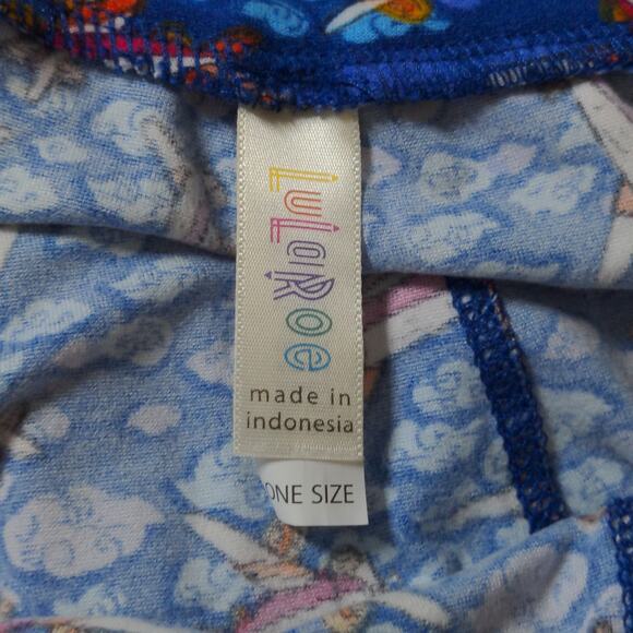 LuLaRoe Blue Cloud Airplanes Leggings Novelty One Size - Picture 6 of 8